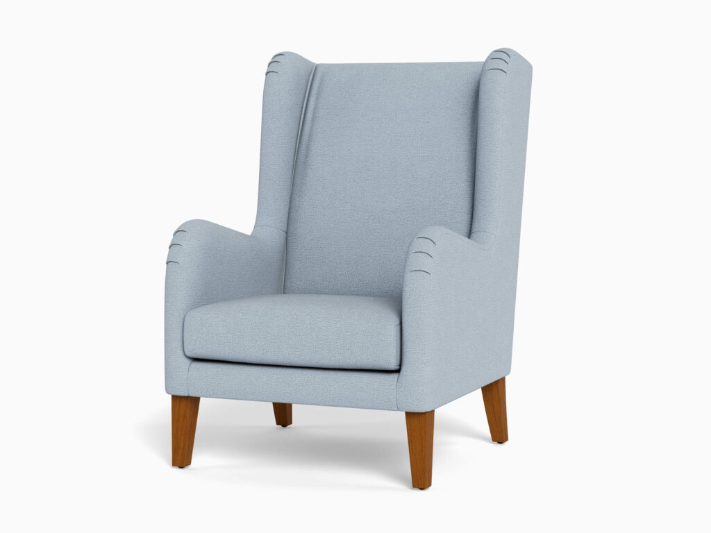Arctic Blue Standard Accent Chair with Walnut Legs